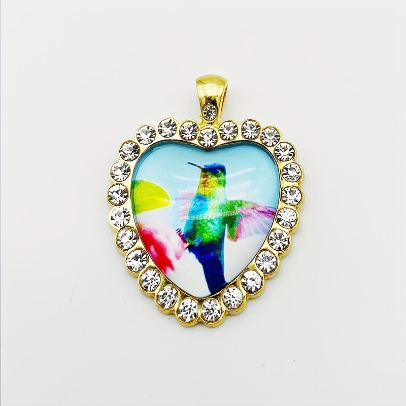 Green Bird Glass Alloy Pendant Necklace Accessories DIY